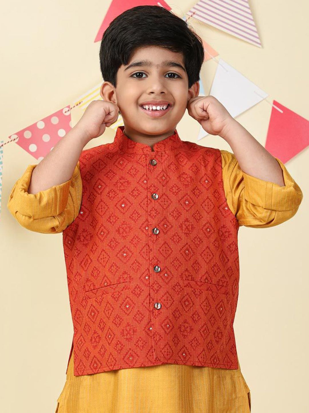 Fabindia Boys Printed Cotton Nehru Jacket-picture-28