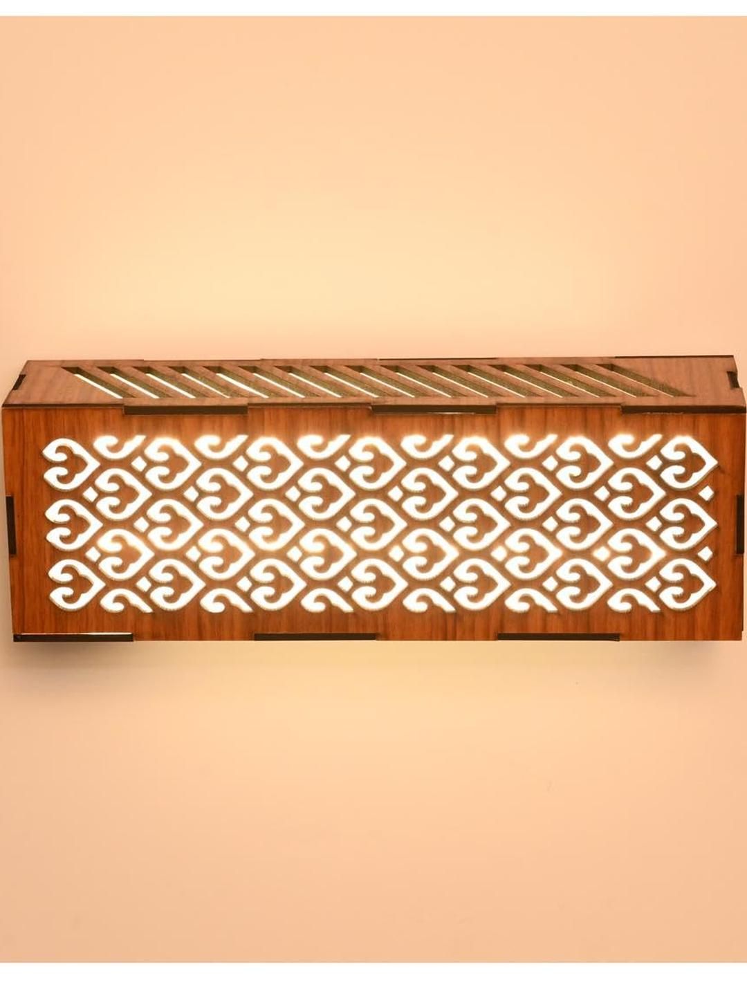 SOMIL Brown Printed Wood Cylinder Shaped Wall Lamp-picture-22
