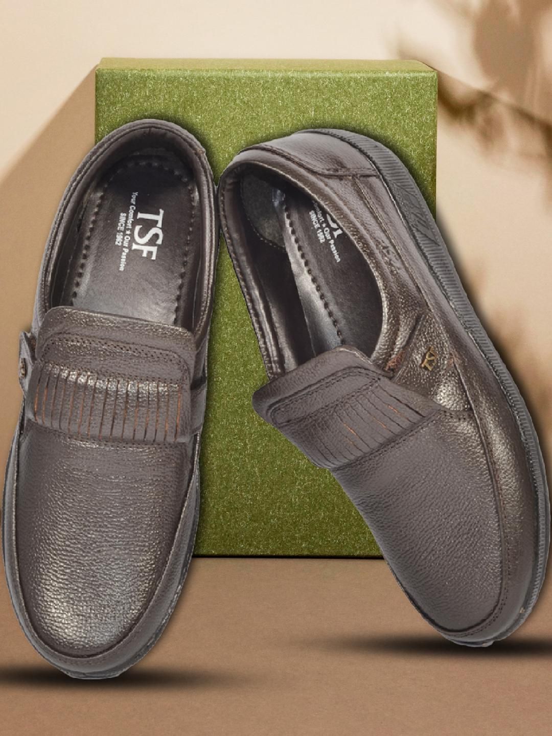 TSF Men Brown Leather Formal Shoes-image-3