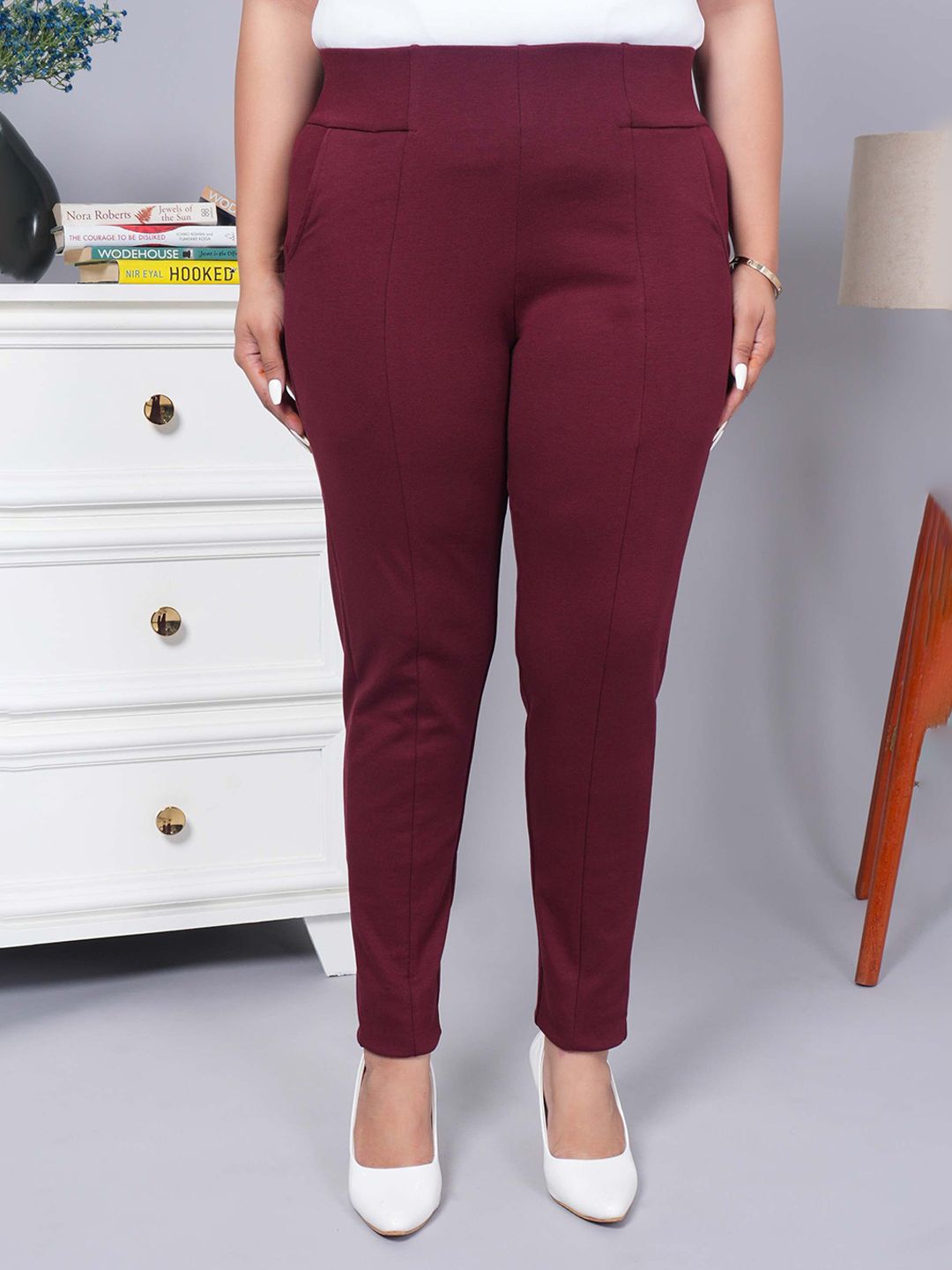 Mlada Women Solid Cotton High Waist Ankle Jegging with 2 Side Pockets