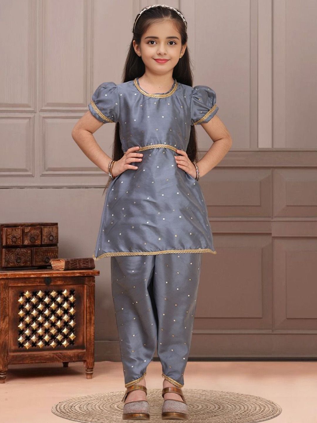 Cutiekins Girls Ethnic Motifs Kurta with Dhoti Pants-picture-14