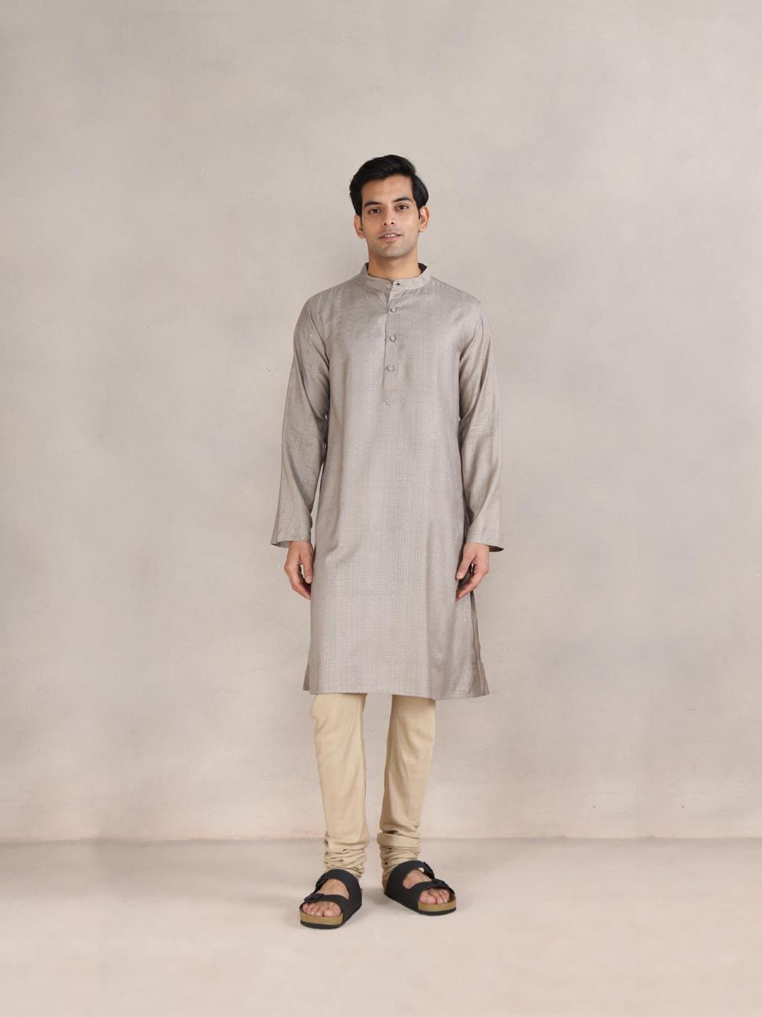 Fabindia Men Printed Mandarin Collar Straight Kurta-picture-12