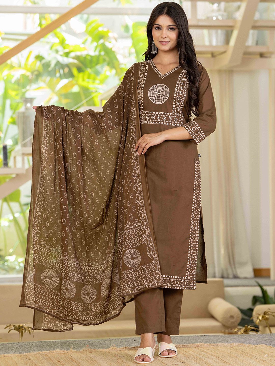Pistaa Women Ethnic Motifs Printed Pure Cotton Kurta with Trouser & Dupatta