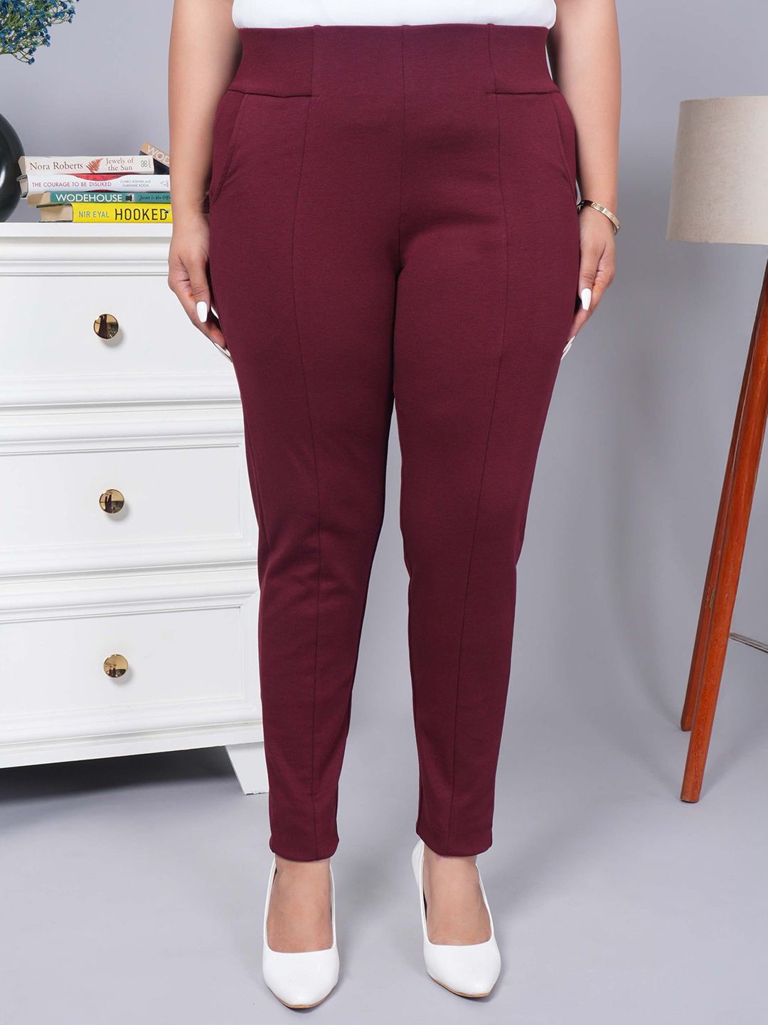 Mlada Women Solid Cotton High Waist Ankle Jegging with 2 Side Pockets