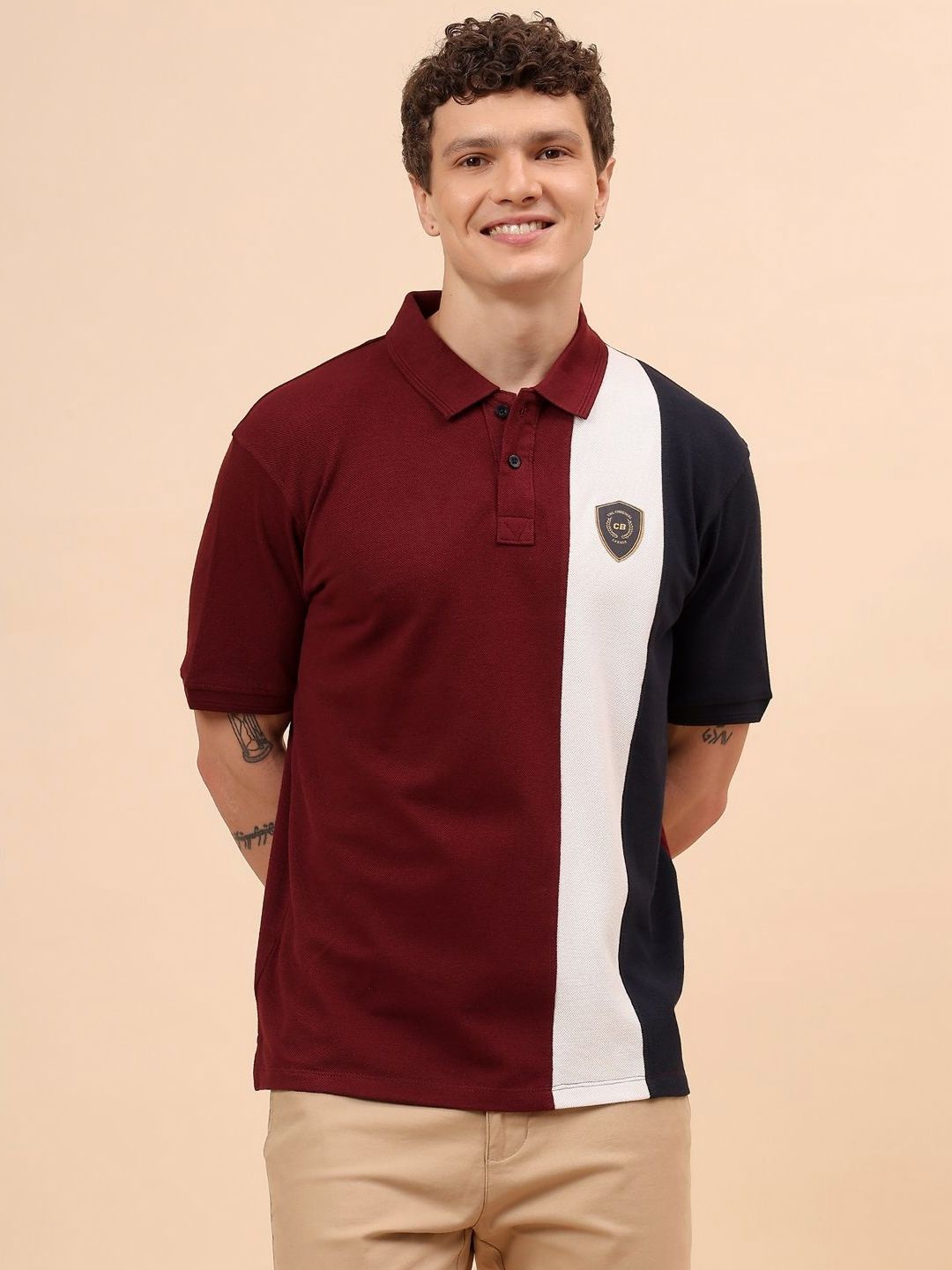 Cantabil Men Colourblocked Polo Collar T-shirt-image-15