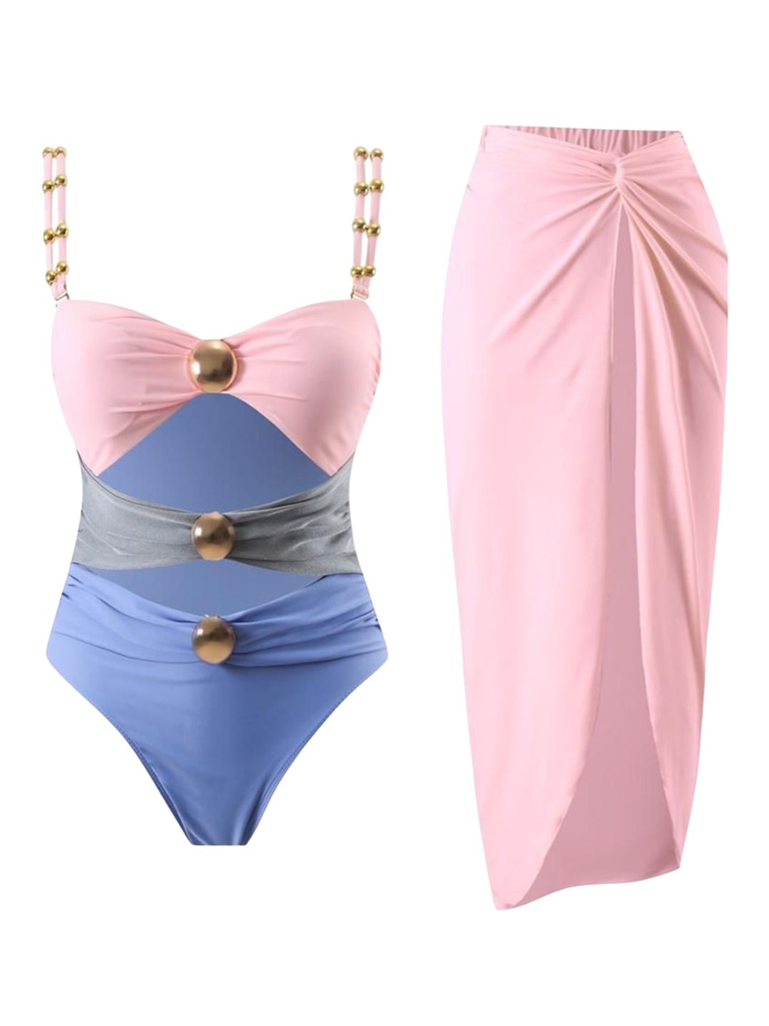 Miss Mosa By Akanksha Marie Luxe Swimsuit With Skirt In Pink-picture-49