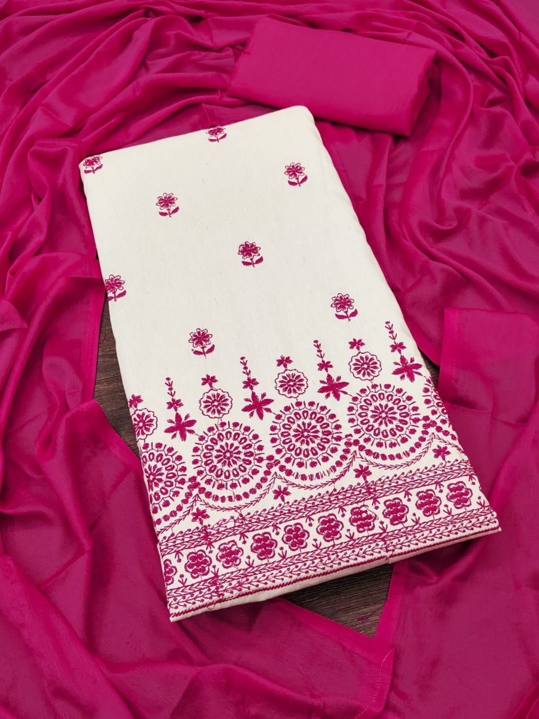 KALINI Floral Embroidered Unstitched Dress Material