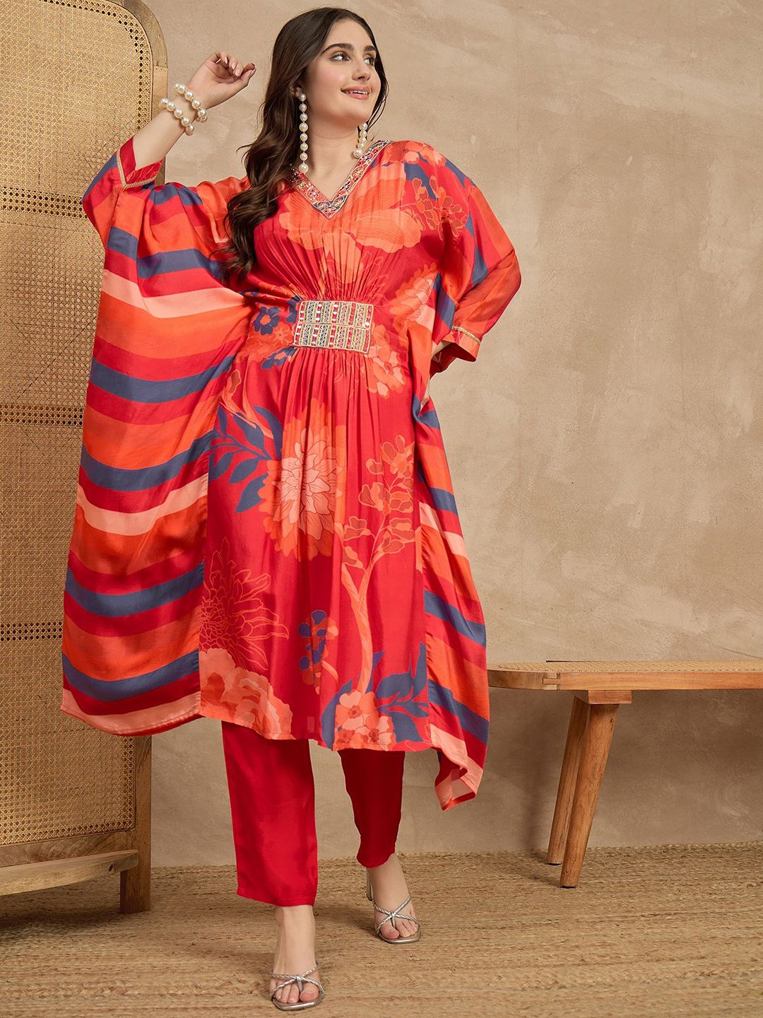 Moda Rapido Women Printed Regular Kurta with Trousers