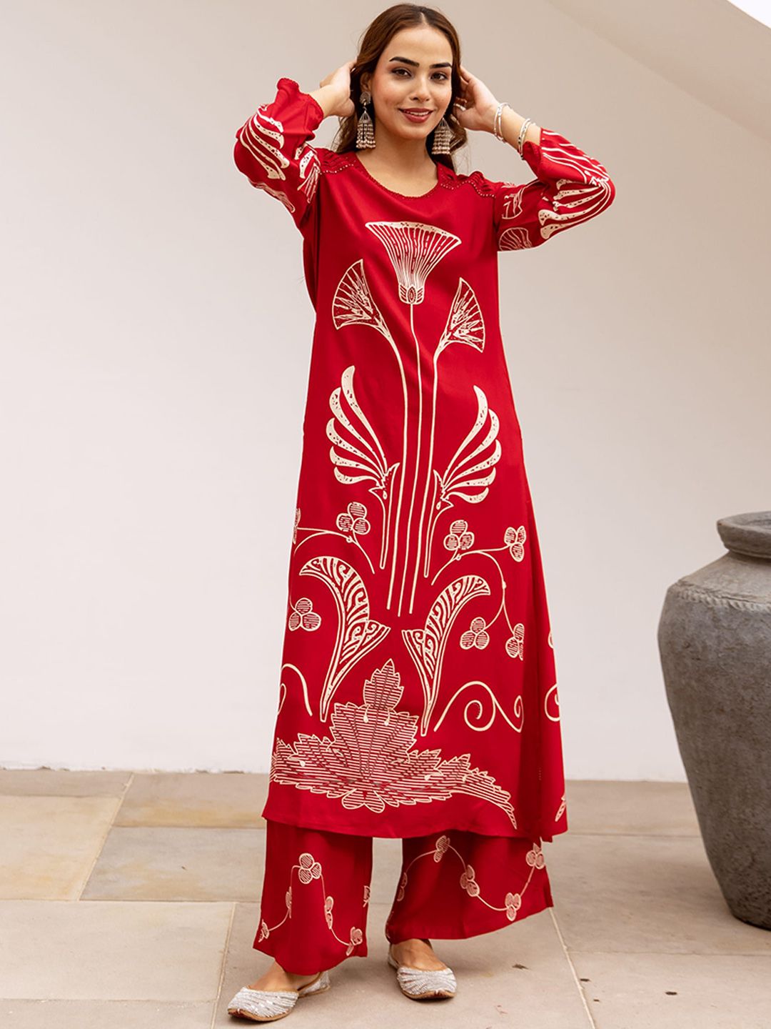 KALINI Women Floral Printed  Kurta with Palazzos