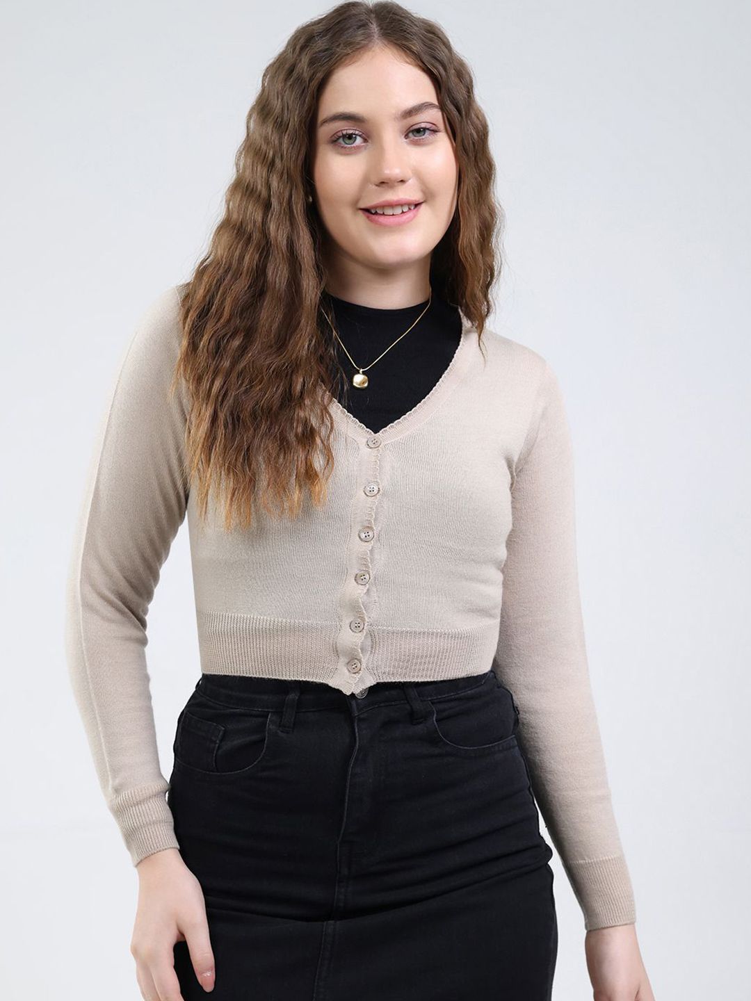 Monte Carlo Women Striped V-Neck Woollen Full Sleeve Cardigan Sweaters