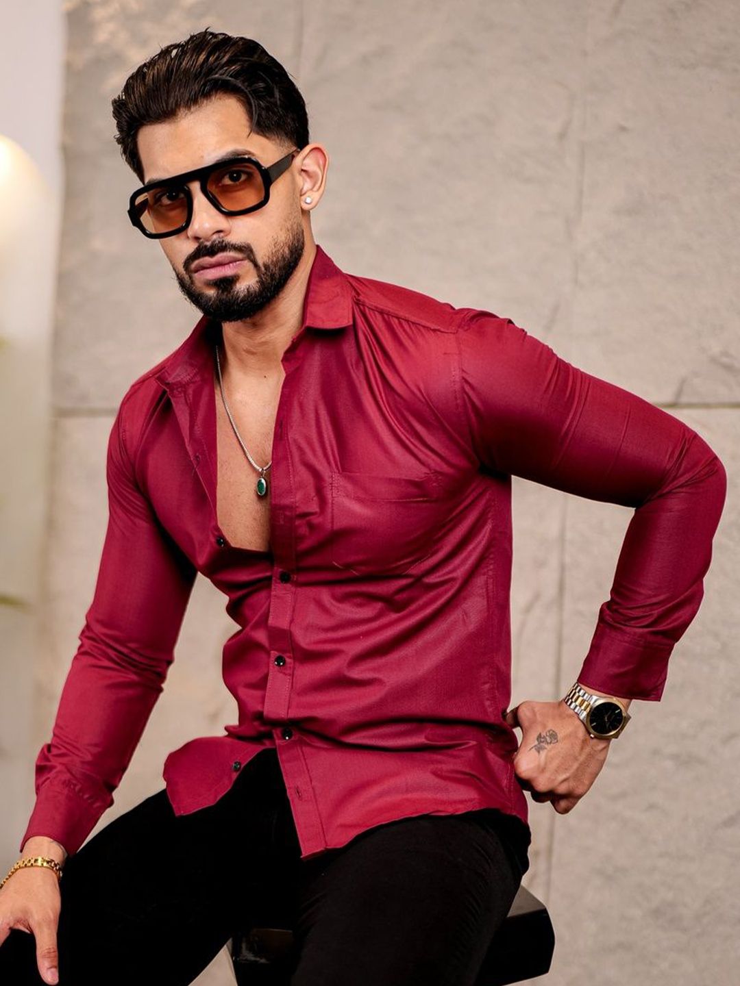 KHUSHI CREATION Original Spread Collar Cotton Shirt-picture-15