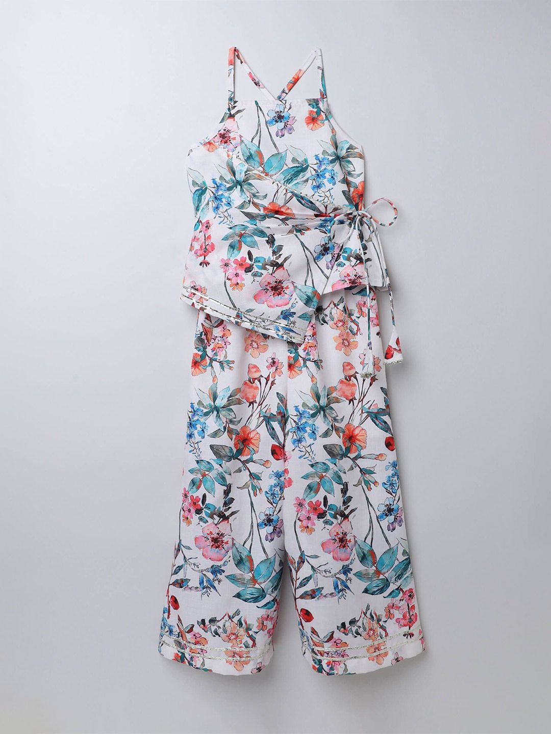 taffykids Girls Printed Shoulder Straps Top With Trousers-picture-32