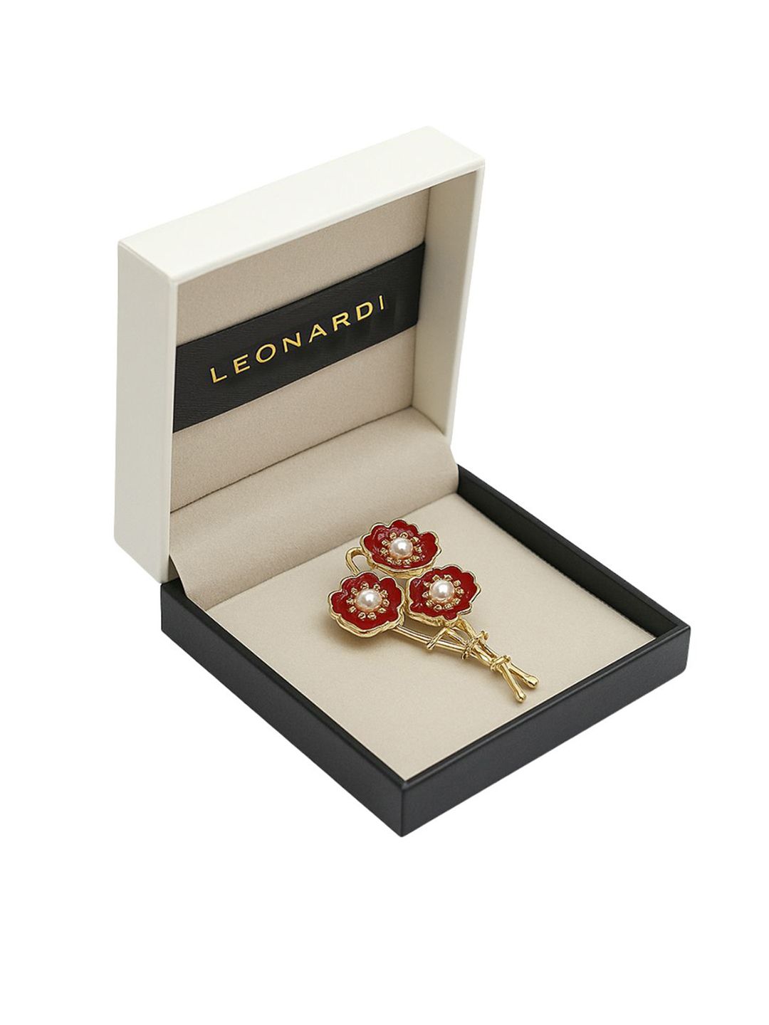 Leonardi Red Plated Alloy Brooch-image-5
