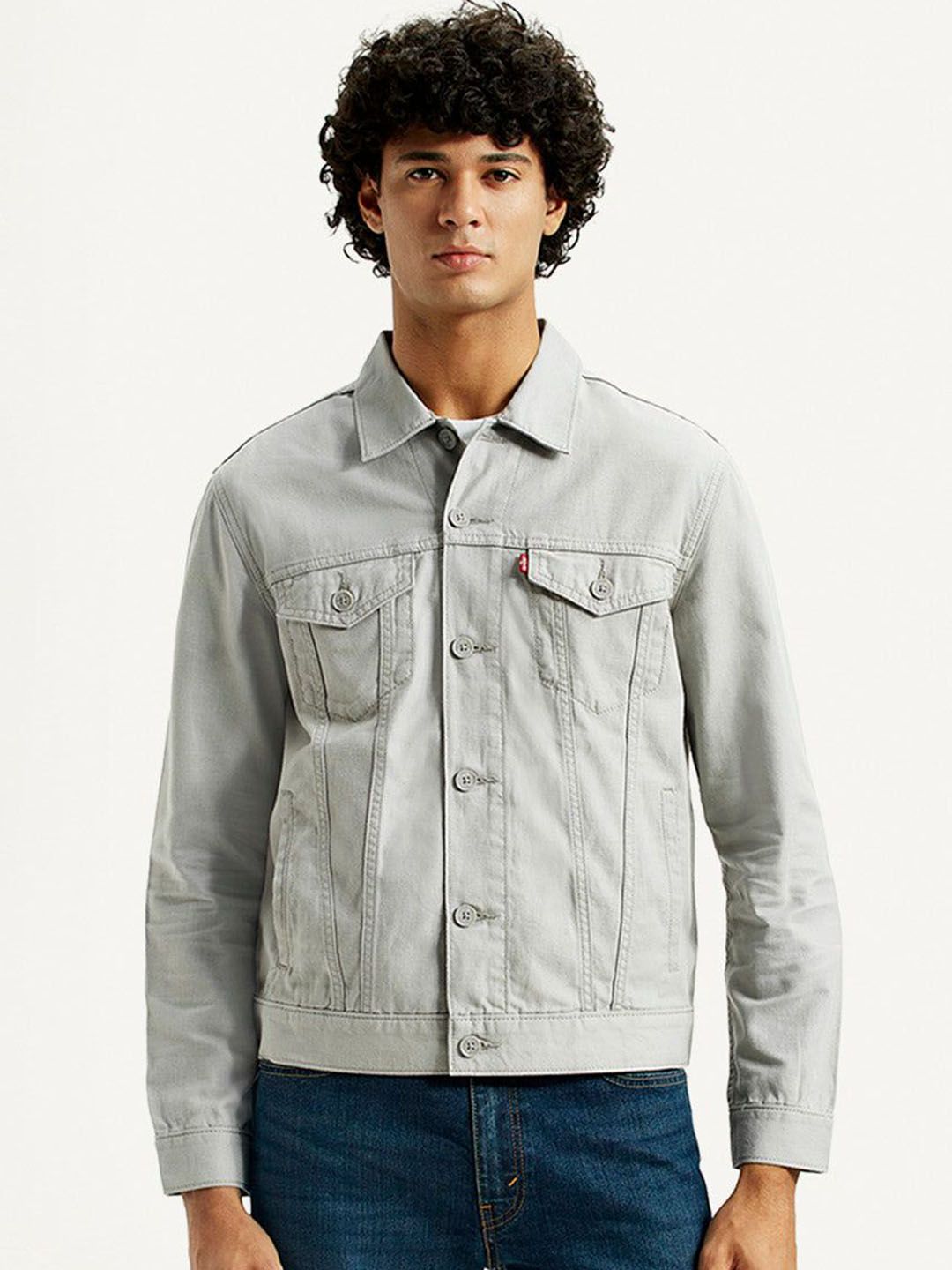 Levis Men Spread Collar Solid Denim Jacket-picture-36