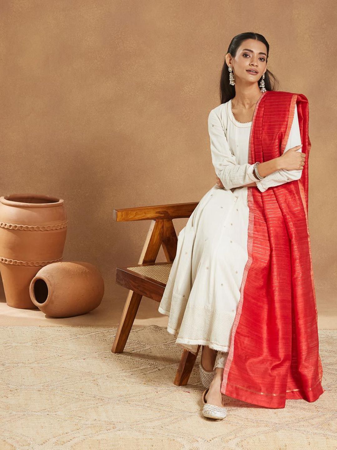 Fabindia Striped Woven Design Zari Dupatta-picture-27