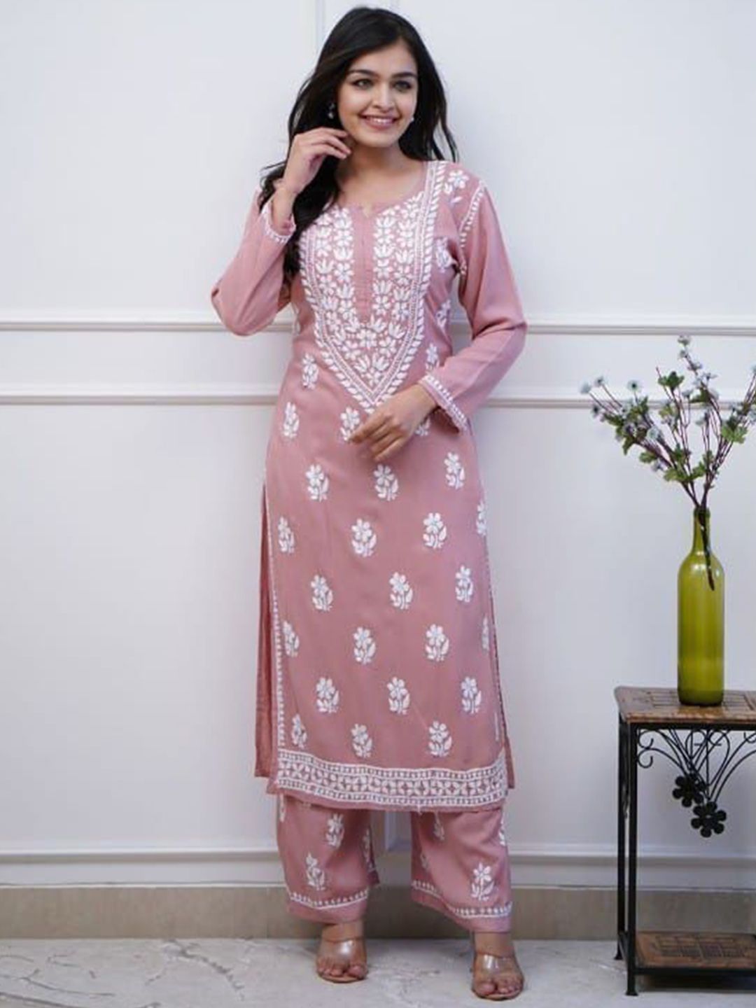 MILAAV Women Woven Design Embroidered Anarkali Kurta with Trousers