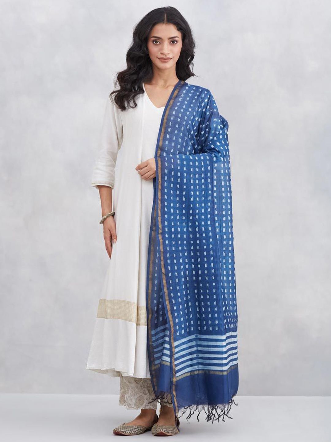 Fabindia Geometric Printed Cotton Silk Dupatta-picture-38