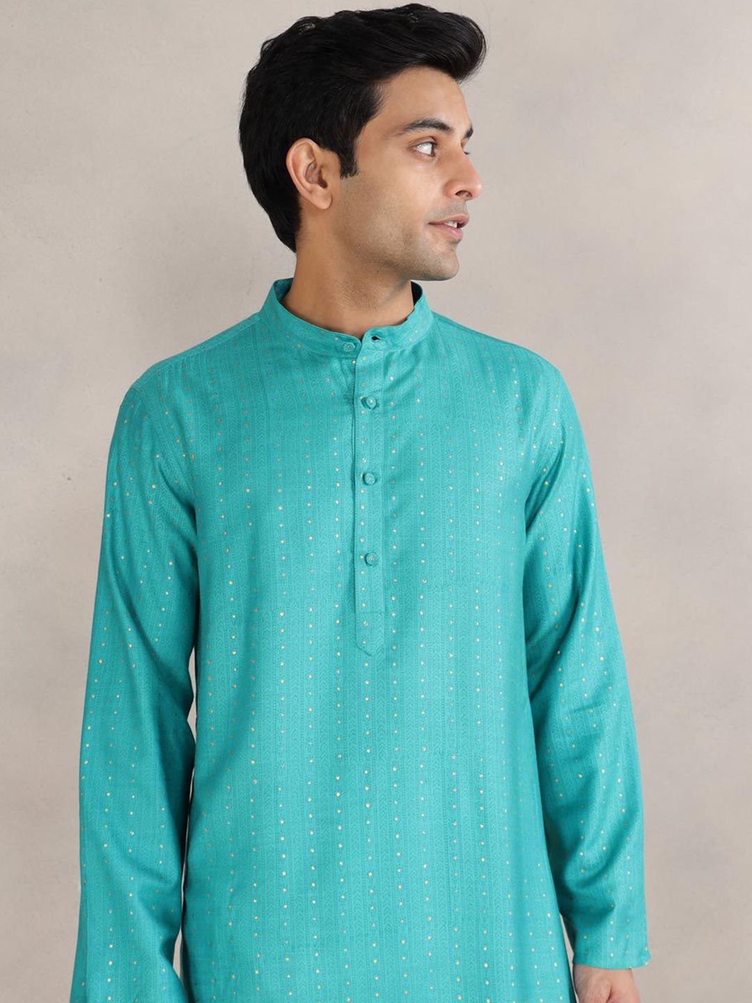 Fabindia Men Printed Mandarin Collar Kurta-picture-31
