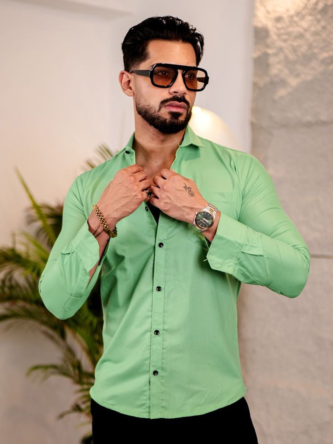 KHUSHI CREATION Original Spread Collar Cotton Shirt-picture-33