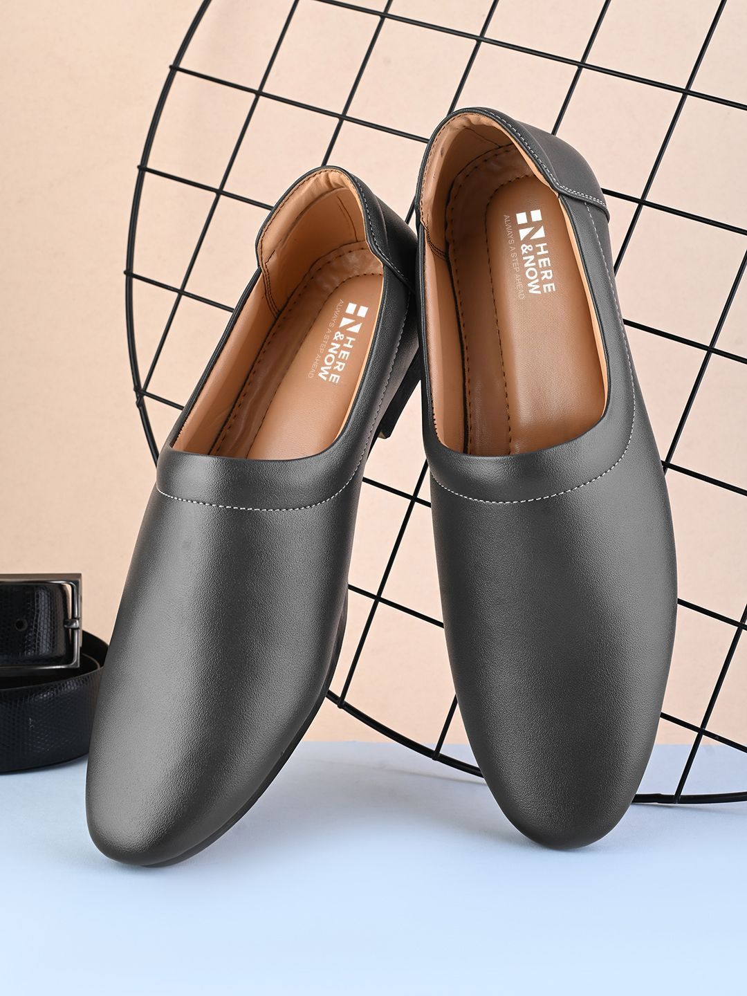 HERE&NOW Grey Casual Shoes Slip-On for Men-picture-15