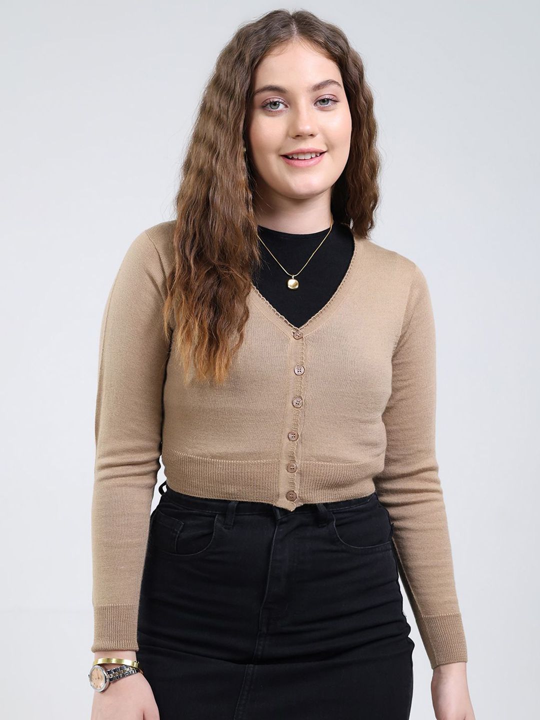 Monte Carlo V-Neck Woollen Crop Cardigan-picture-38