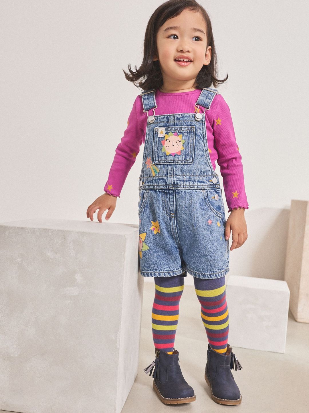 NEXT Girls Cosmic Dungarees Set-picture-27