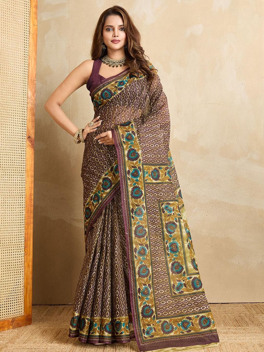 SHANVIKA Ethnic Motifs Printed Pure Cotton Saree-picture-29