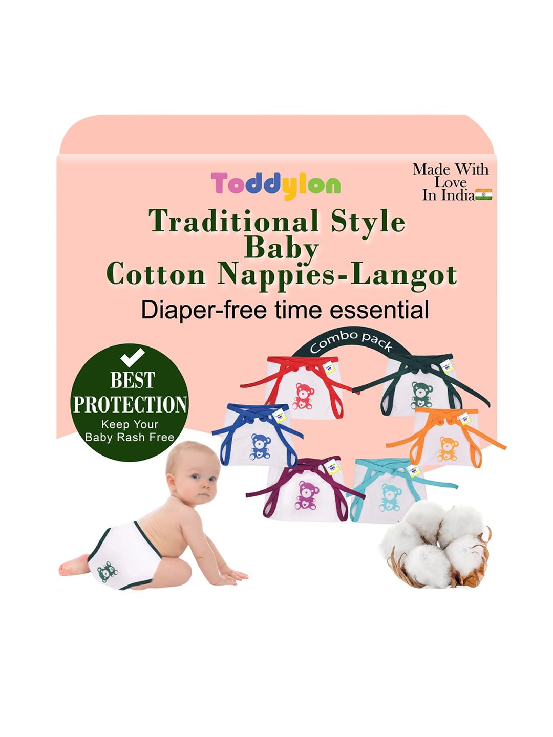 Toddylon Set Of 24 Printed Pure Cotton Breathable Nappies-picture-35