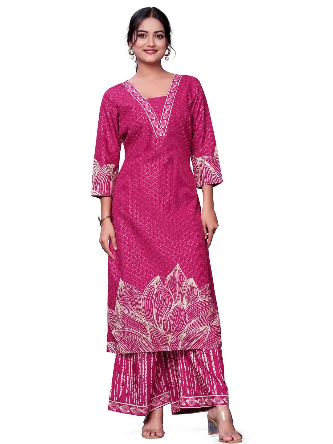 PARVOTSAV Women Pink Cotton Blend Kurta Sets