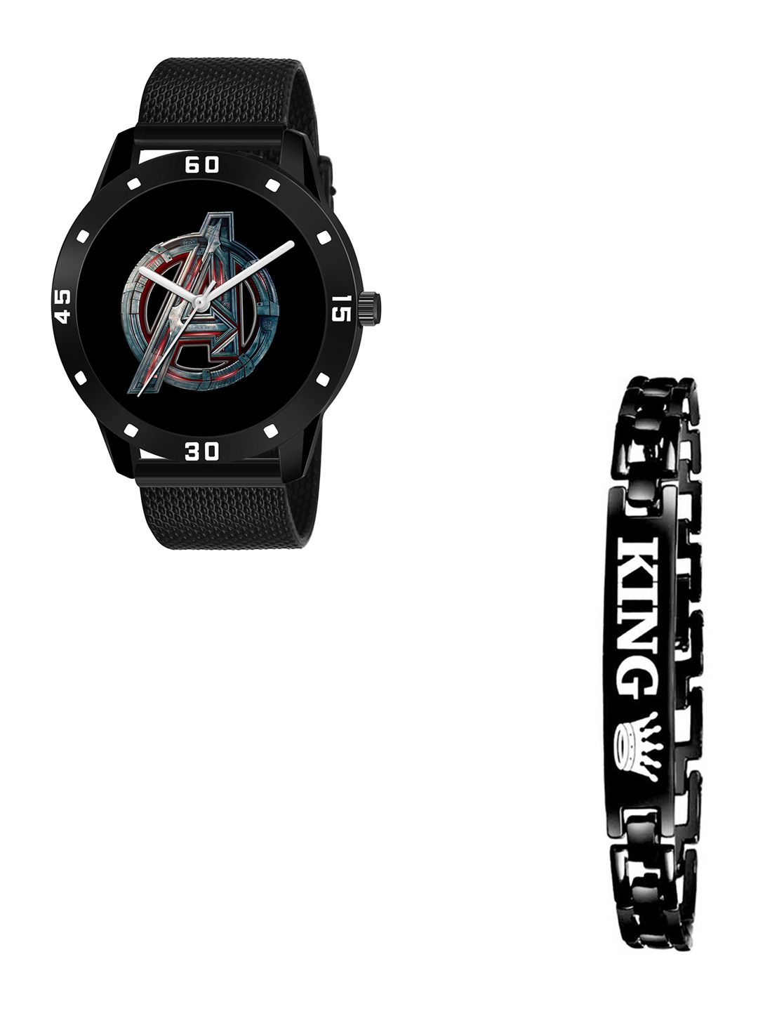 THE SHOPOHOLIC Men Pack Of 2 Printed Dial Analogue Watch & Bracelets Aven-Br-picture-50