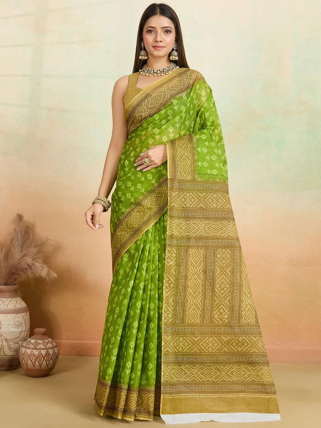 SHANVIKA Ethnic Motifs Printed Pure Cotton Saree-picture-32