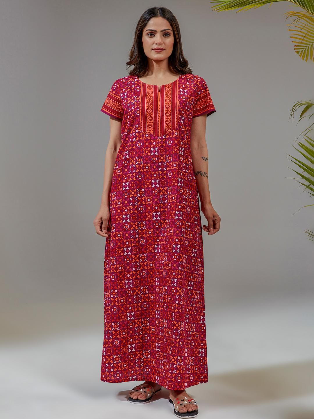 Nihsamah Women Printed Maxi Nightdress-picture-12