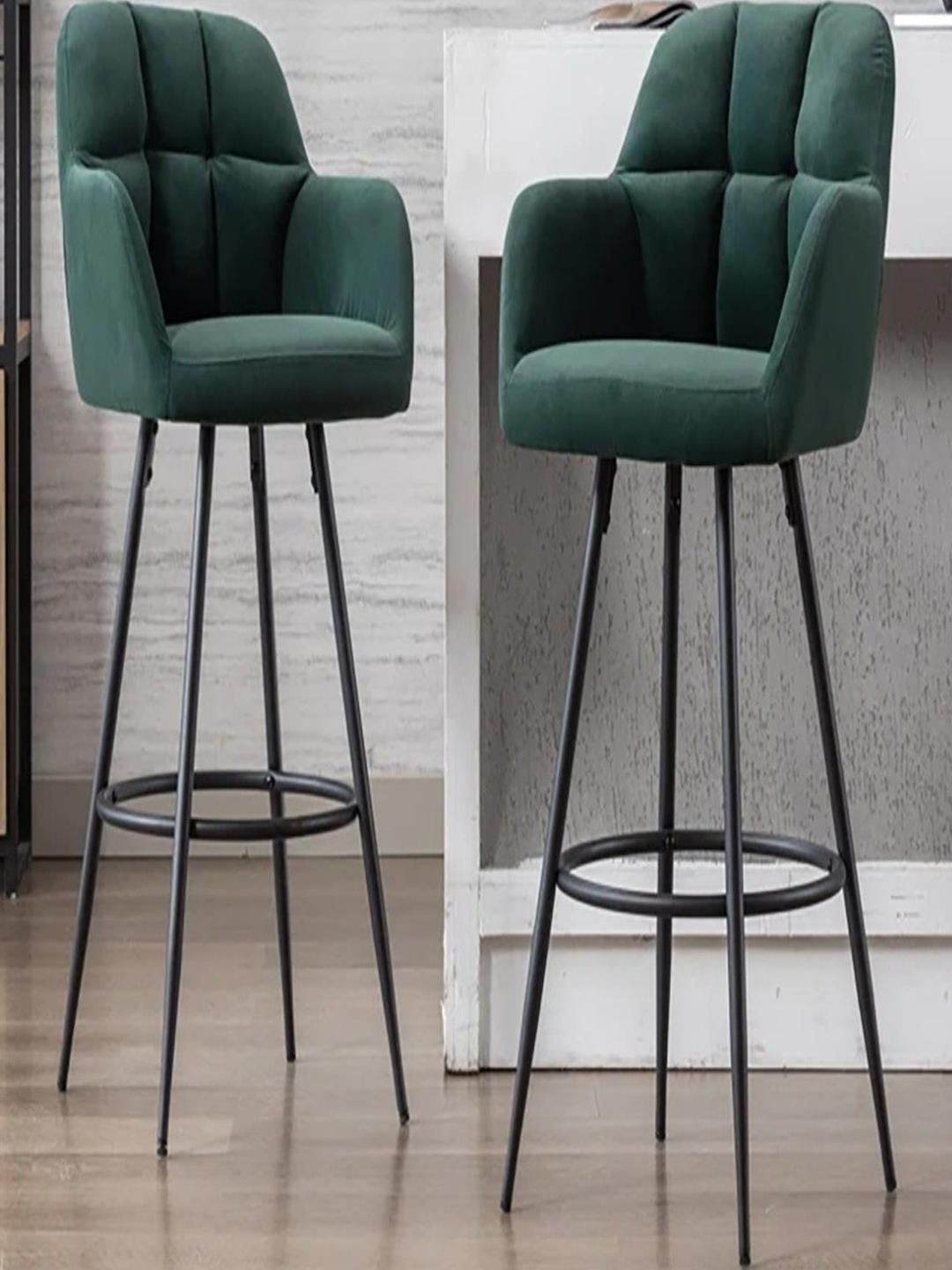 Doe Buck Green Faux Leather Bar Chair with Black Metal Legs