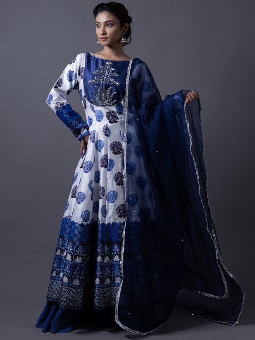 THETAA Women Floral Embroidered Pure Silk Kurta with Sharara & Dupatta-image-45