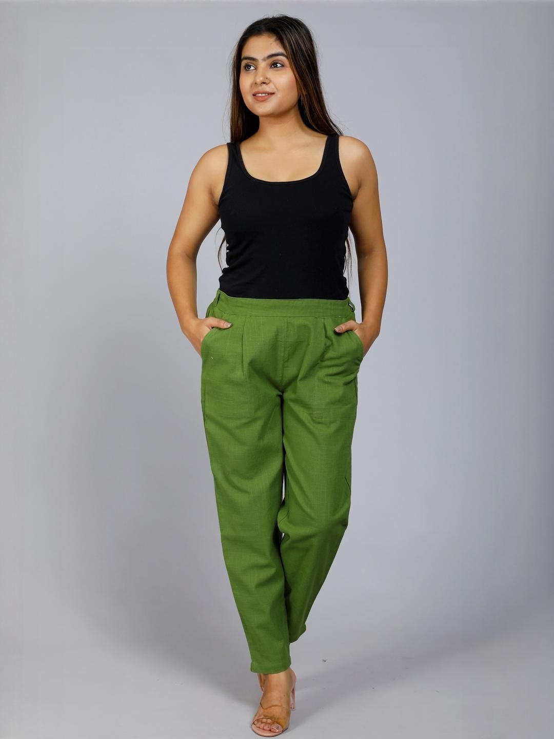 IRK Fashion Women Olive Pencil Pleated Trousers-picture-15