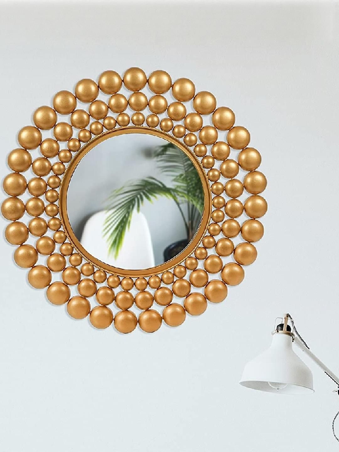 Urban Hamlet Premium Golden Round Wall Mirror-picture-11