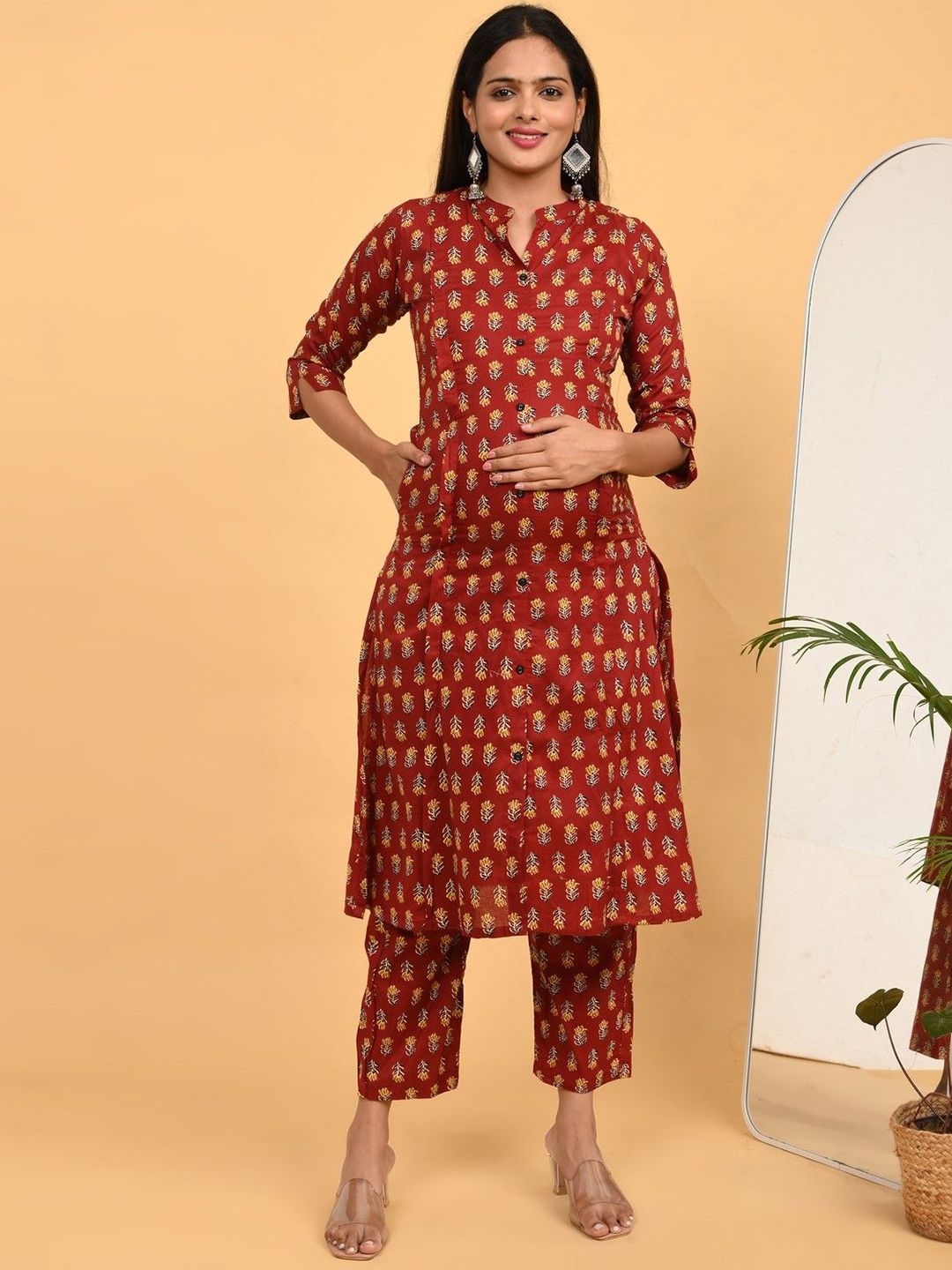 GOLDSTROMS Women Ethnic Motifs Printed Pure Cotton Kurta with Trouser