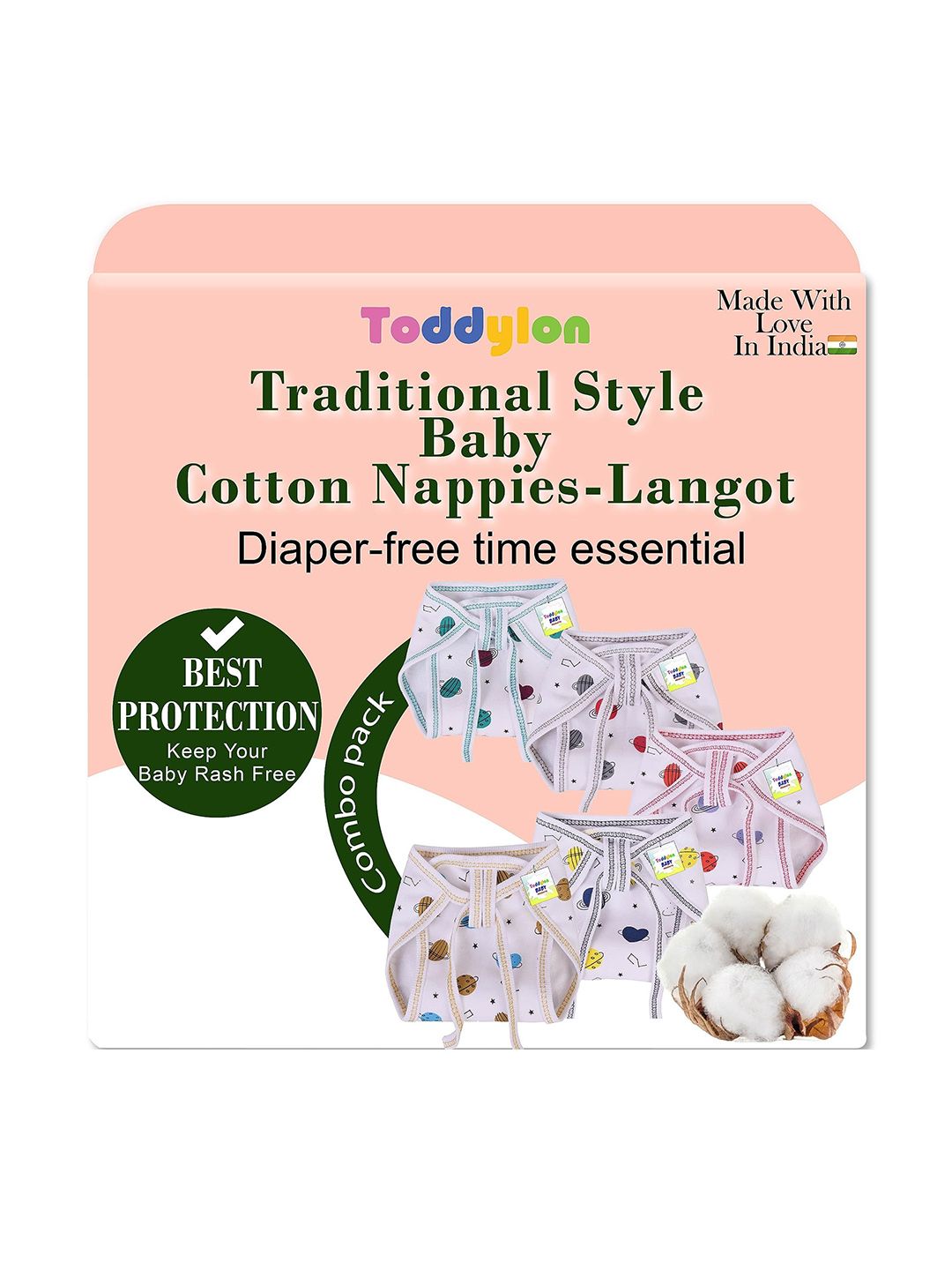 Toddylon Set Of 10 Printed Pure Cotton Breathable Nappies-picture-20