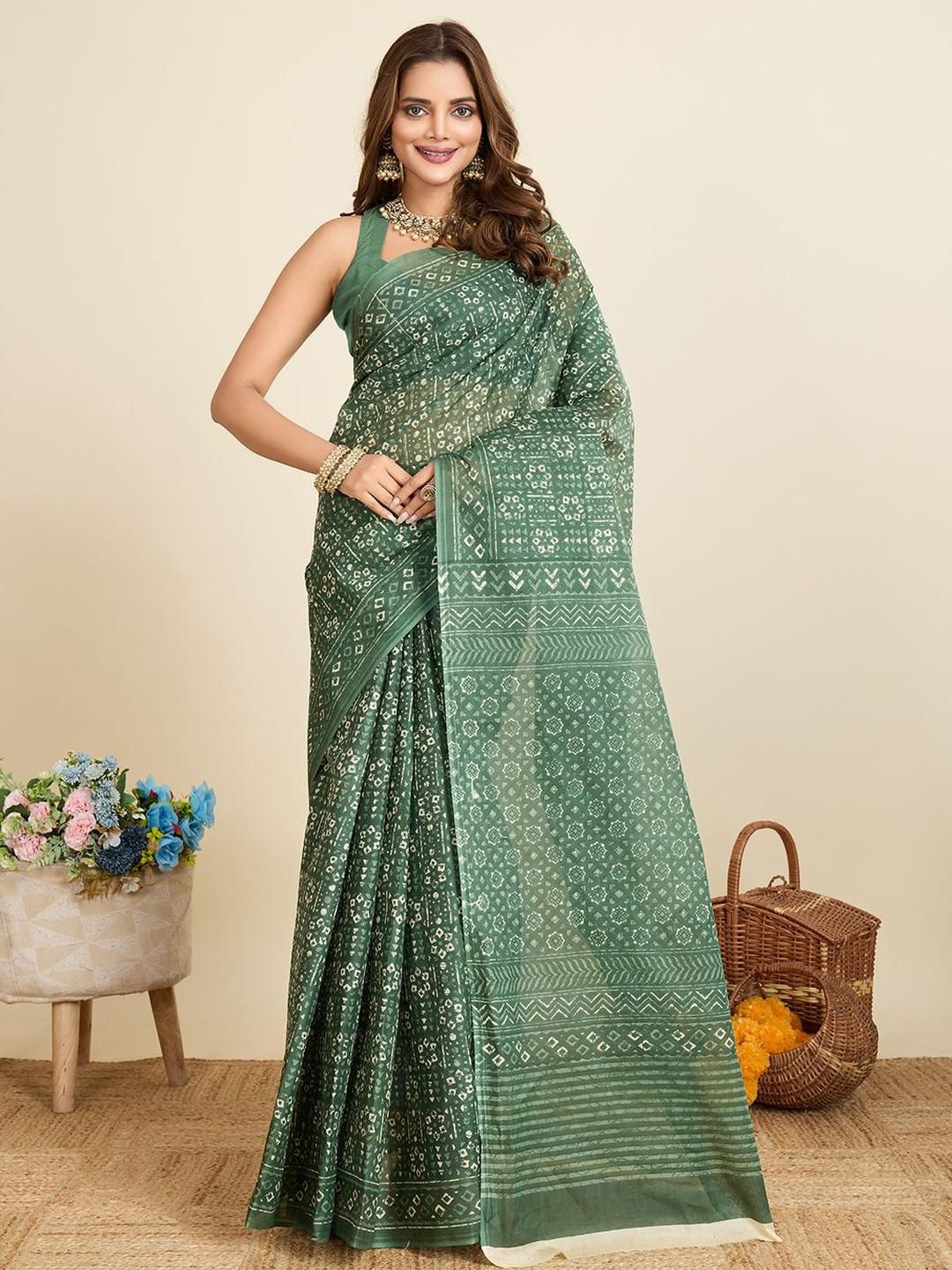 SHANVIKA Ethnic Motifs Print Pure Cotton Saree-picture-18