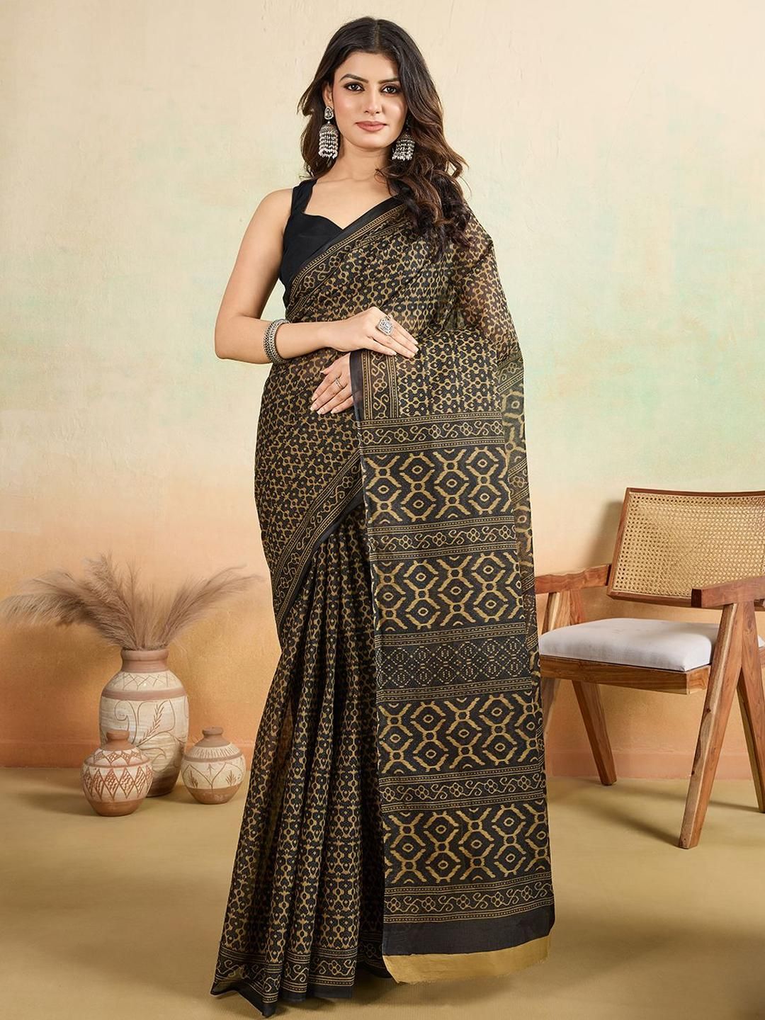 SHANVIKA Ethnic Motifs Pure Cotton Saree-picture-36