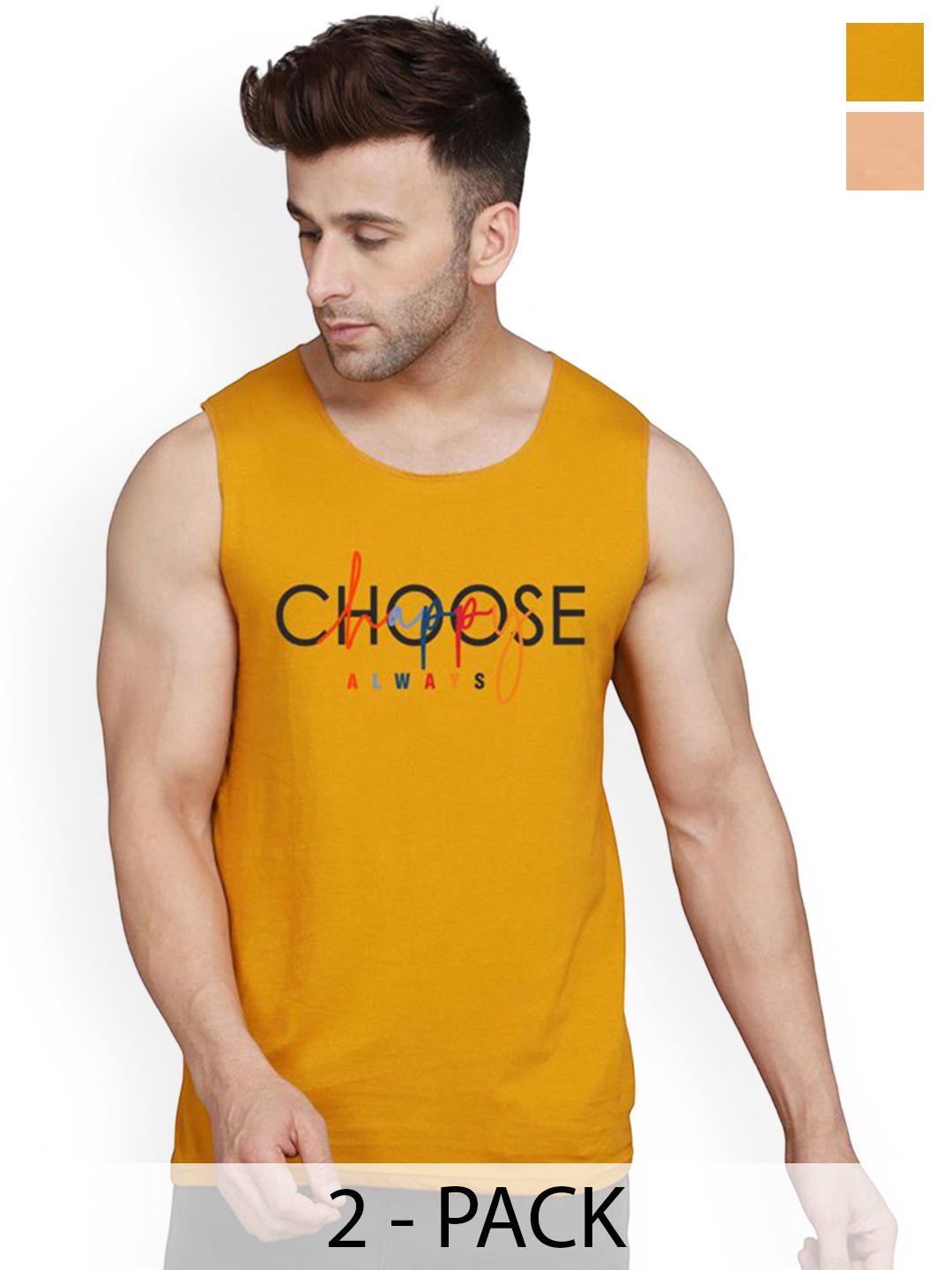 SLOWLORIS Pack Of 2 Combed Cotton Innerwear Vest VSL26 CMB(CHS MUSTARD)(KEEP RUST)-picture-14