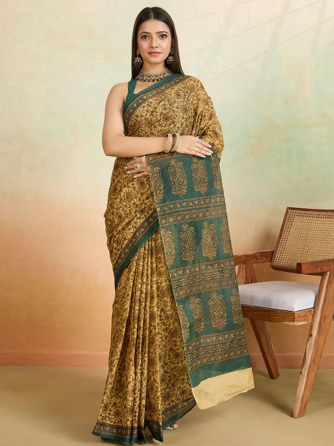 SHANVIKA Ethnic Motifs Pinted Pure Cotton Saree-picture-28
