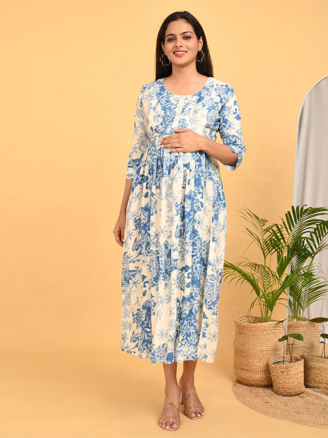 GOLDSTROMS Floral Print Maternity Fit & Flare Dress-picture-32