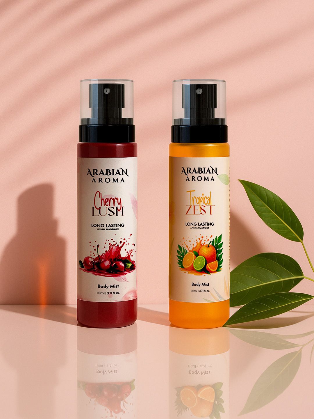 Arabian Aroma Set Of 2 Cherry Lush & Tropical Zest Body Mist- 110 ml Each-picture-48