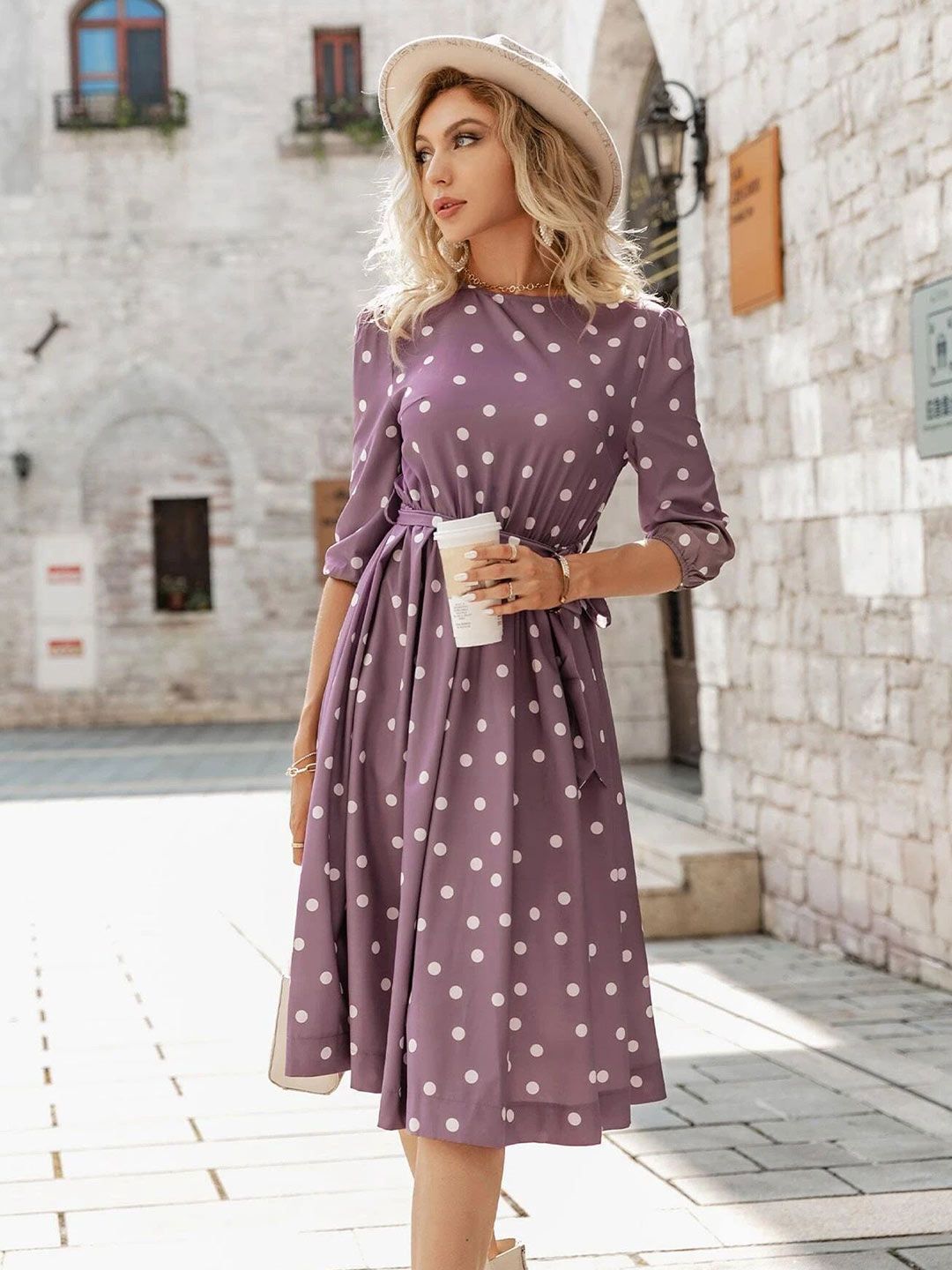 Mast & Harbour Polka Dot Print Fit & Flare Dress