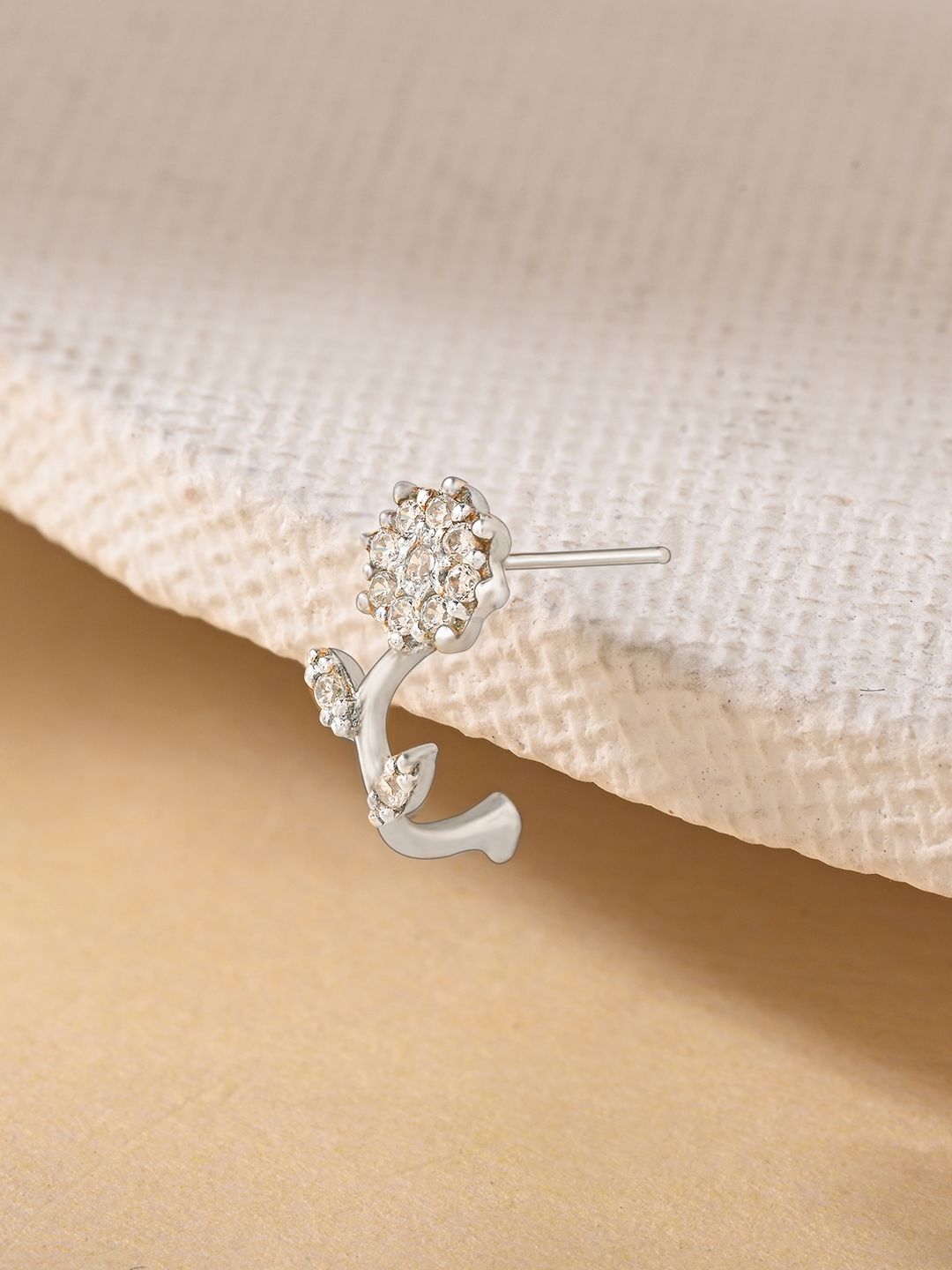 TOUCH925 Women 925 Silver Flower Leaf Nosepin-image-13