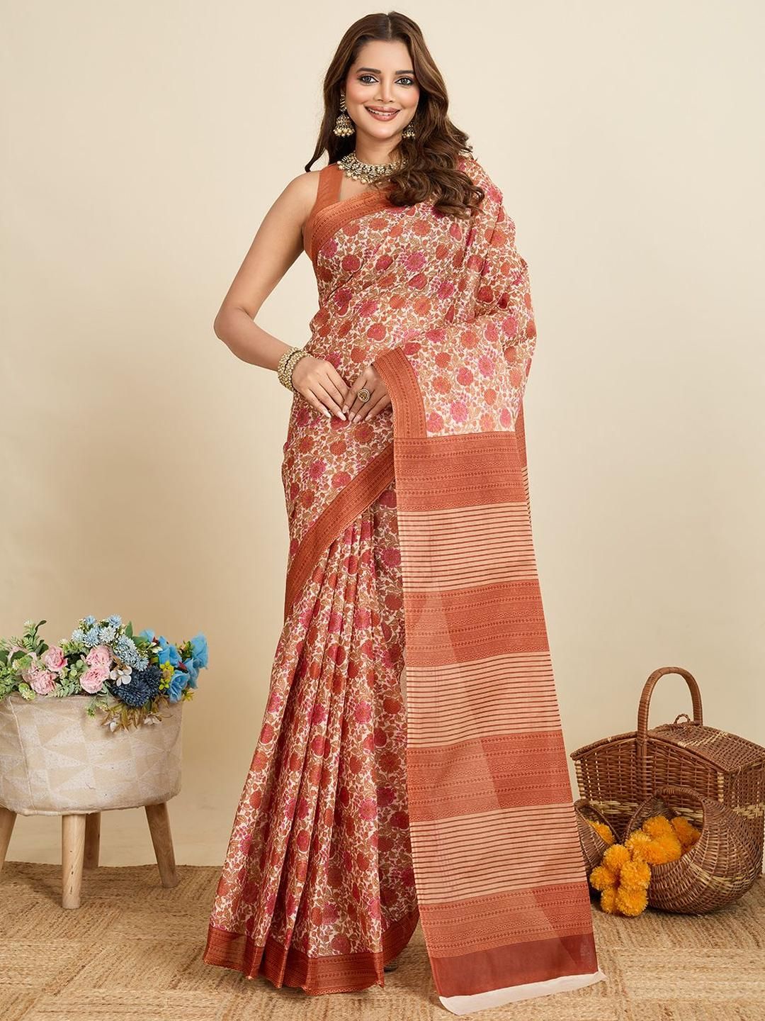 SHANVIKA Floral Printed Pure Cotton Saree-picture-22