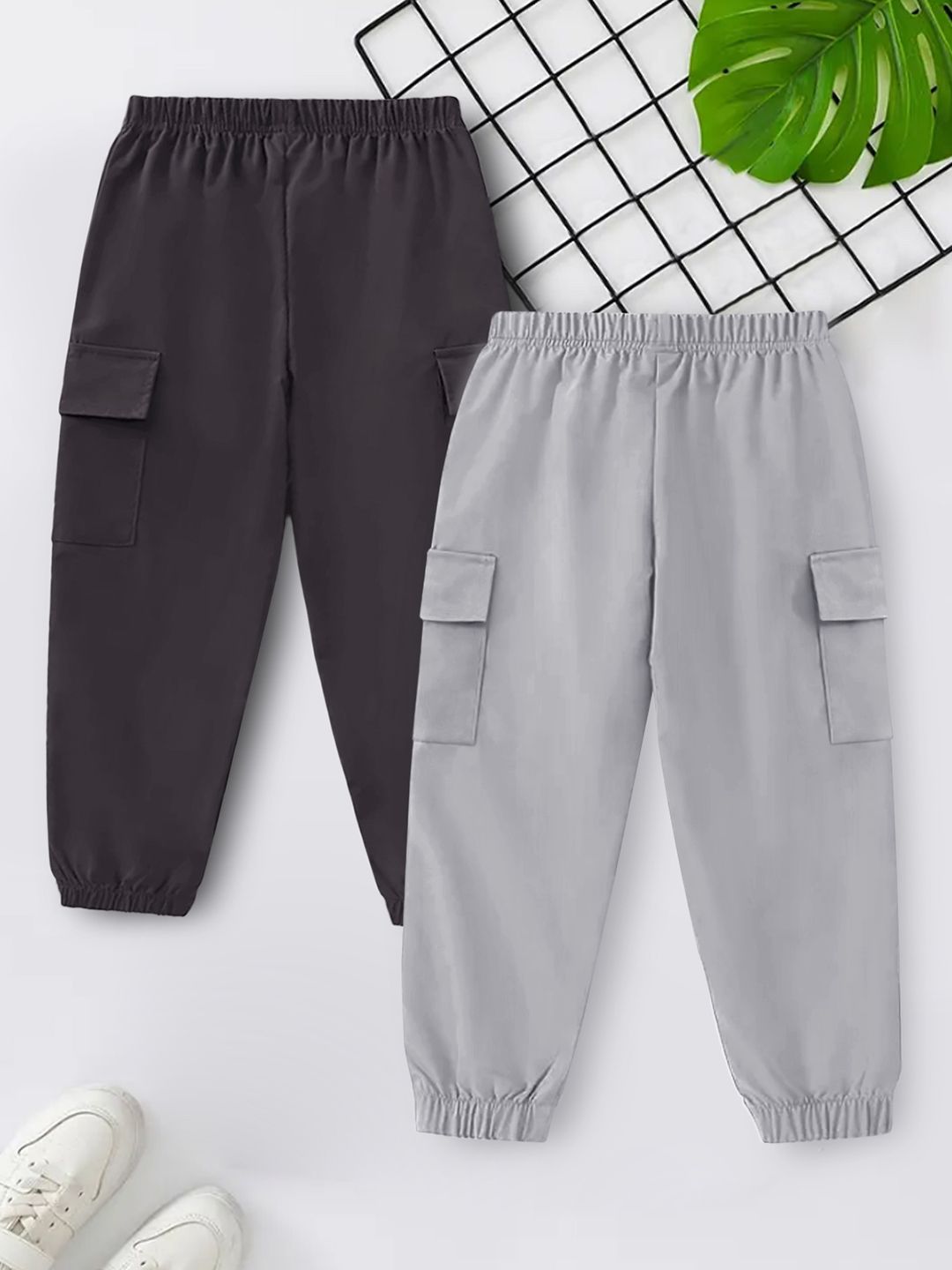 YK X Trampoline Kids Pack Of 2 Cotton Cargo Joggers-picture-33