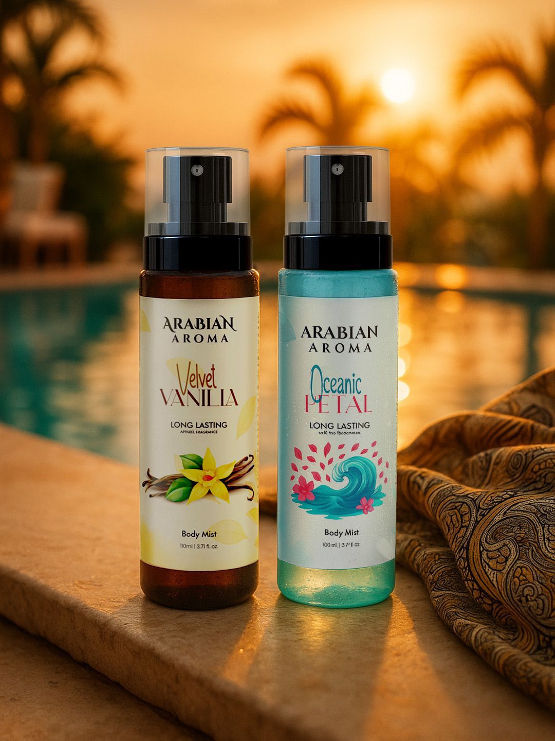 Arabian Aroma Set Of 2 Oceanic Petal & Velvet Vanilla Body Mist- 110 ml Each-image-11