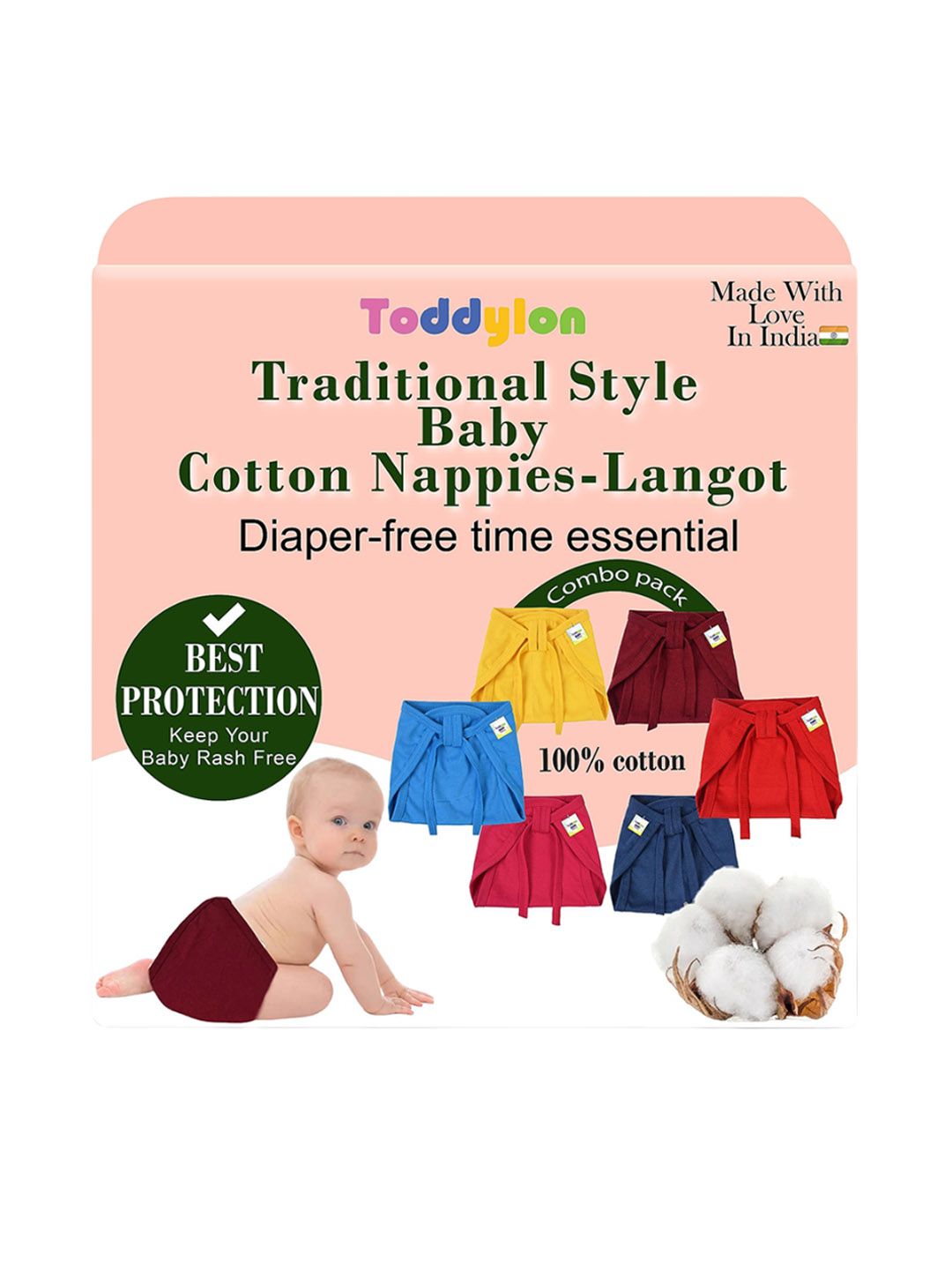 Toddylon Set Of 10 Printed Pure Cotton Breathable Nappies-picture-15
